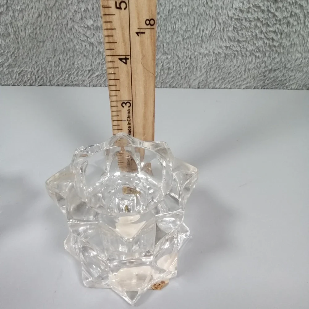 Mikasa Sparkling‎ Star Crystal Votive Candle Holders Pair QQ227/839 Japan Clear